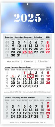 3-Monatskalender PLUS Monats Kalender 2025