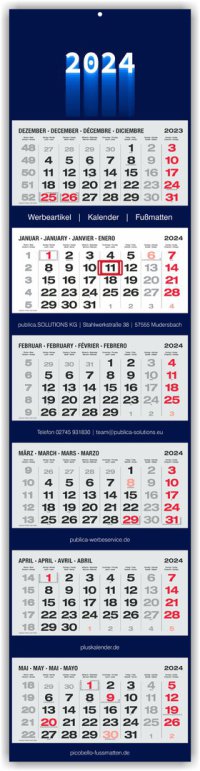 6-MK PLUS S grau mit roten Sonn- und Feiertagen Monats Kalender 2025